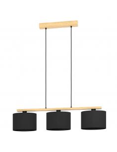 3-light hanging lamp textile and wood - EGLO Castralvo