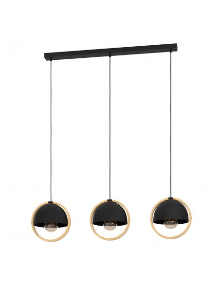 3-light pendant lamp black steel and wood - EGLO Callow