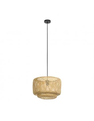 Natural wood hanging lamp black cable - EGLO Hettonle