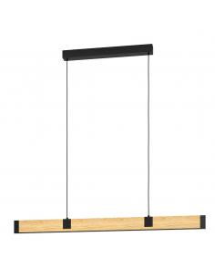 Hanging lamp 2 LED lights steel and wood - EGLO Caminro