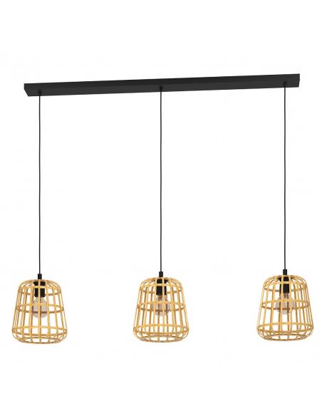 3-light pendant lamp brown wood - EGLO Montezuelo