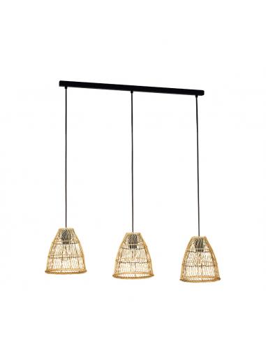 3-light hanging lamp natural wood -...