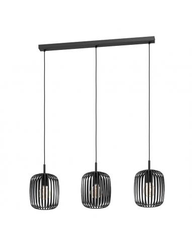 3 light pendant lamp black steel -...