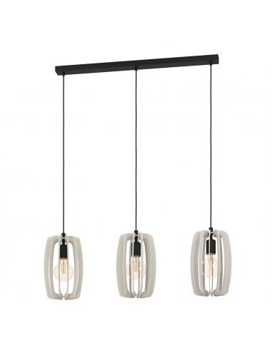 3-light pendant lamp gray wood - EGLO...