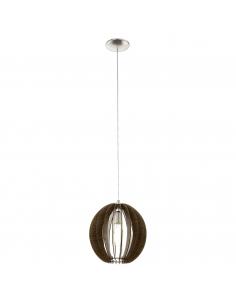 EGLO 94635 - COSSANO Wooden Pendant Lamp in Matte Nickel Steel and Wood