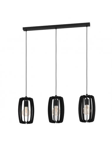 3-light hanging lamp black wood -...
