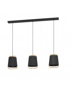 Black textile 3-light pendant lamp - EGLO Camaloza