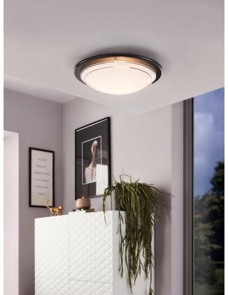 Round black glass ceiling light Ø29 cm