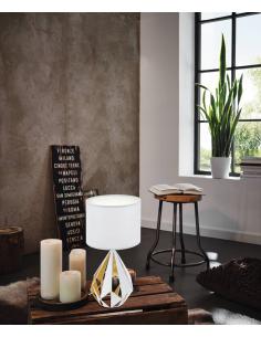 EGLO 43078 - CARLTON 5 Fabric Lamp in White Steel, Honey Gold and Textile 2