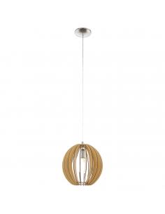 EGLO 94764 - COSSANO Wooden Pendant Lamp in Matte Nickel Steel and Wood