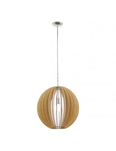 EGLO 94765 - COSSANO Wooden Pendant Lamp in Matte Nickel Steel and Wood