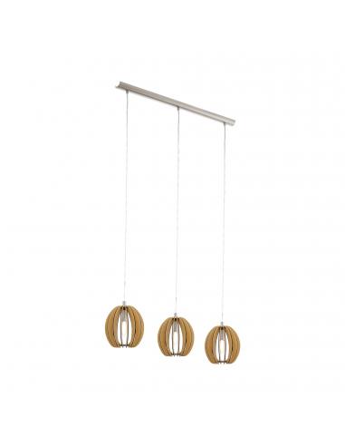 EGLO 94769 - COSSANO Wooden Pendant Lamp in Matte Nickel Steel and Wood