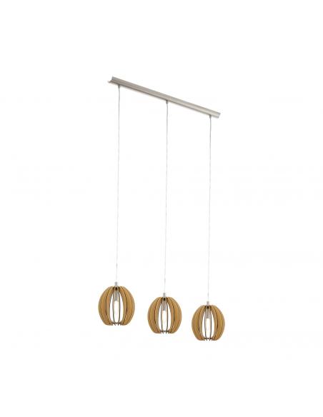 EGLO 94769 - COSSANO Wooden Pendant Lamp in Matte Nickel Steel and Wood