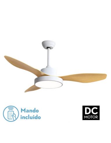 Fan Dc Hayate 48w 4078lm White/beech 3 Asp 39/54x120x120cm 3000-4000-6000k C/remote
