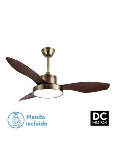 Fan DC Hayate 48w 4078lm Leather/Oak 3 Asp 39/54x120x120cm 3000-4000-6000k C/remote, Memory And Timer