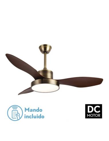 Fan DC Hayate 48w 4078lm Leather/Oak 3 Asp 39/54x120x120cm 3000-4000-6000k C/remote, Memory And Timer