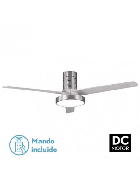 Ventilador Dc Pax 40w 3200lm Niquel 3 Aspas Gris 32x139d 3000-4000-6000k  C/remoto, Memoria Y Temporizador