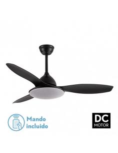 Ventilador Dc Negro Yael 72w 3000-4000-6000k 122d 7200Llm 3 Aspas, Remoto+temporizador+memoria