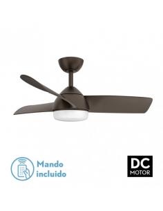 Ventilador 24w Dc Haur Marron 3 Asp.6 Veloc.107d  2 Tijas C/remoto, Memoria Y Temp.3000-4000-600k