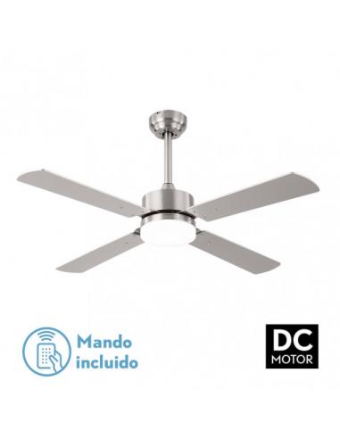 Ventilador 18w Dc Hupe Niquel 4 Asp.6 Vel.107d  Remoto,memoria Y Temp.3000-4000-6000k