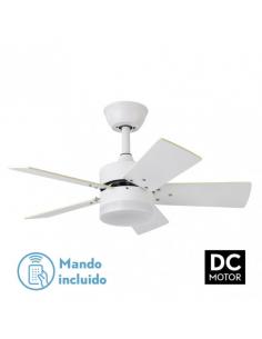 Ventilador Dc Marta 36w Blanco 5 Aspas Rev.  Blanco/haya  41x76d 3240lm C/ Remoto , Memoria Y Temporizador 3000k,4000k,6000k