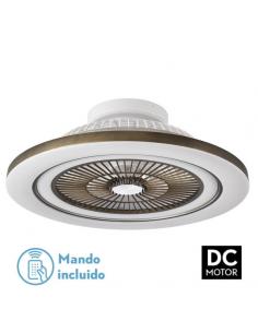 Ventilador 72w Dc Mato Cuero 5Aspas Transp. 22x58x58cm 6 Vel. 3 Colores C/remoto,memoria,temporiz Y Reg.Intensidad 6120lm