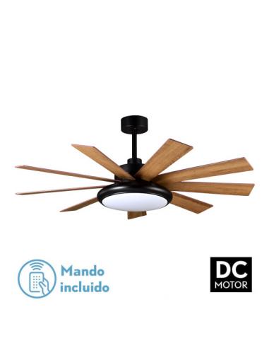 Fan DC Piraeus 36w Black 9 Blades Oak/Beech 6 Speed 3 Colors 3800lm 132d C/Remote, Memory And Timer