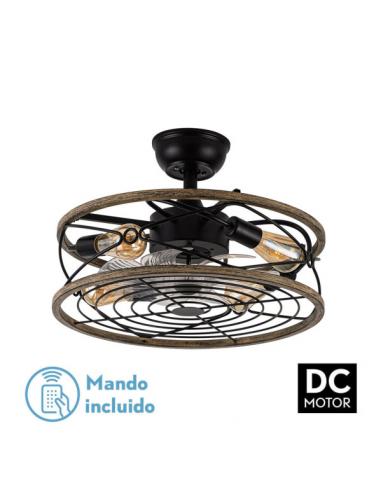 Fan DC 4xe27 Arcadia Black 8 Transparent Blades 31/40x50x50cm 6 Speeds With Remote And Timer
