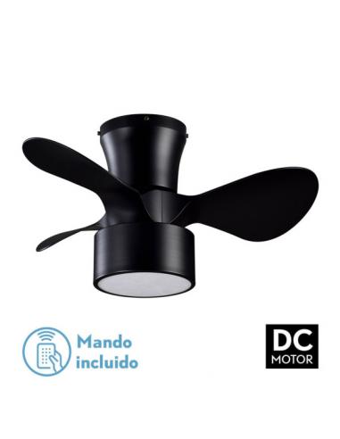 Fan DC 24w Kos Black 3 Blades 60d 6 Speeds. 2390lm 3000-4500-6000k w/remote, Memory And Timer