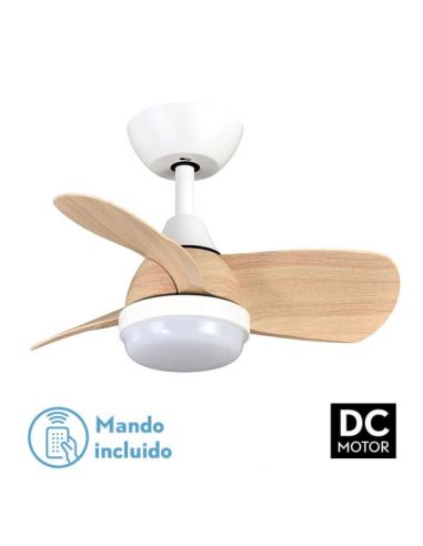 Fan Dc 24w Pirdo White/beech 3 Blades 60d 2400lm 6 Speeds 3000-4500-6000k C/remote, Memory And Timer