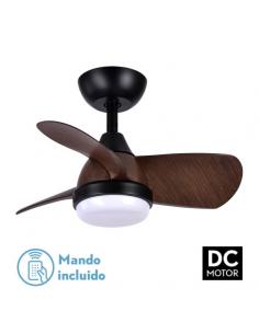 Fan Dc 24w Pirdo Black/brown 3 Blades 60d 2400lm 6 Speeds 3000-4500-6000k C/remote, Memory And Timer