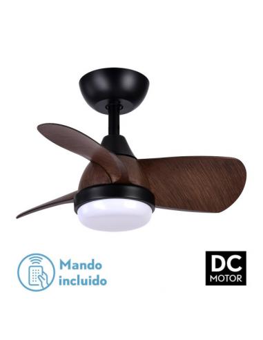 Fan Dc 24w Pirdo Black/brown 3 Blades 60d 2400lm 6 Speeds 3000-4500-6000k C/remote, Memory And Timer