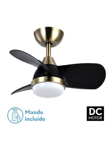 Fan Dc 24w Pirdo Leather/black 3 Blades 60d 2400lm 6 Speeds 3000-4500-6000k C/remote, Memory And Timer