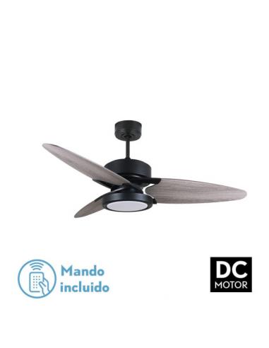 Fan Dc Cross 30w Black 3 Blades Grey/Oak 6speed. 3 Colors 3250lm 132D Remote, Memory and Timer
