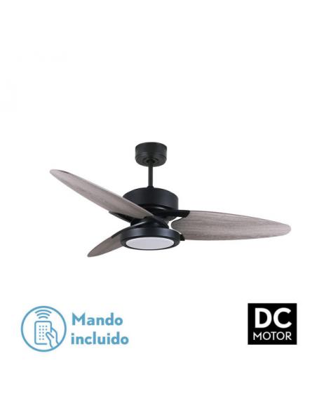 Fan Dc Cross 30w Black 3 Blades Grey/Oak 6speed. 3 Colors 3250lm 132D Remote, Memory and Timer