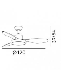 Fan DC Hayate 48w 4078lm Leather/Oak 3 Asp 39/54x120x120cm 3000-4000-6000k C/remote, Memory And Timer 2