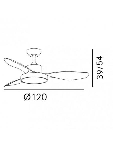 Detail Fan DC Hayate 48w 4078lm Leather/oak 3 Asp 39/54x120x120cm 3000-4000-6000k C/remote, Memory And Timer