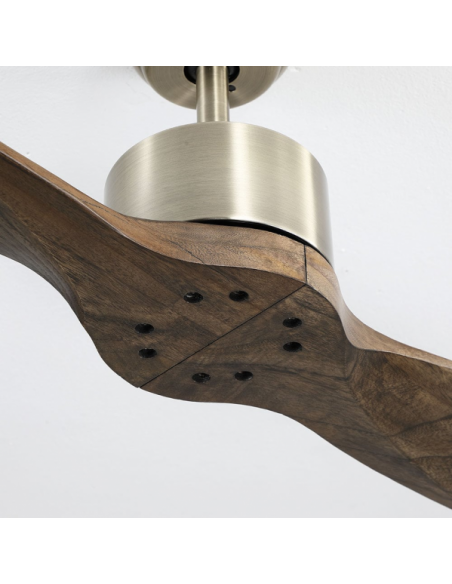 Detail Fan Dc Leste Leather 2 Blades Oak Without Light 5 Speeds Remote Timer 132d