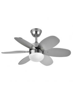 Fan Dc Alves 2xe27 Nickel 6 Blades Rev. Beech/silver 41x85d C/ Remote And Timer 2