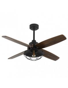 Fan Dc Aquilo Black 1xe27 4Asp Oak 6Veloc with Remote and Timer 44.5/57x119.4x119.4 Cm 2