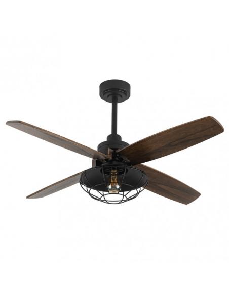 Detail Fan Dc Aquilo Black 1xe27 4Asp Oak 6Veloc with Remote and Timer 44.5/57x119.4x119.4 Cm