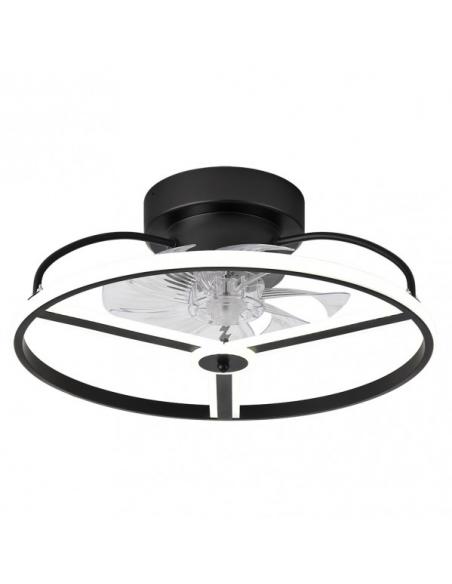 Detail Fan 60w Dc Bora Black 8 Blades Transp. 18x50x50cm 6 Speeds. 3 Colors with Remote, Memory, Timer and Intensity Regulation