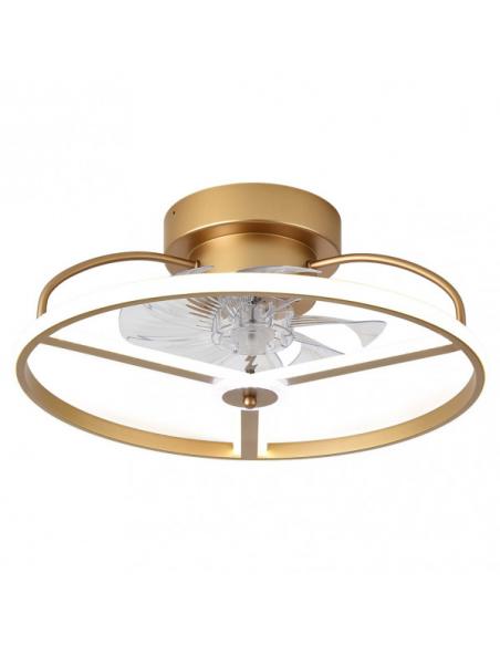 Detail Fan 60w Dc Bora Gold 8 Blades Transp.18x50x50cm 6 Speeds. 3 Colors with Remote, Memory, Timer and Intensity Regulation