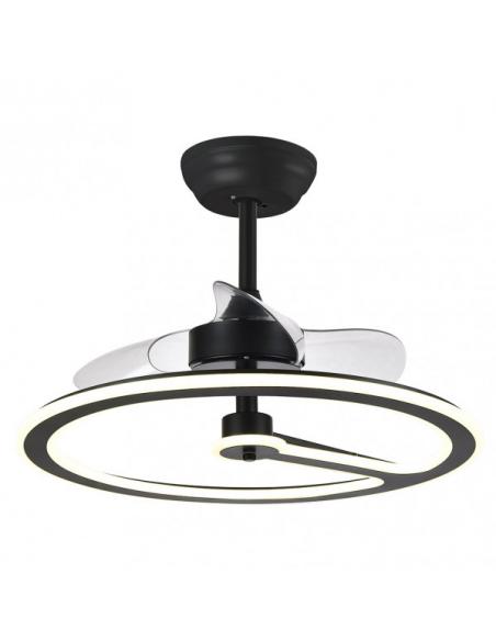 Detail Fan 110w Dc Chom Black 3 Blades Transp. 46/66x62x62cm 6Vel. 3 Colors with Remote, Memory and Timer 9350lm