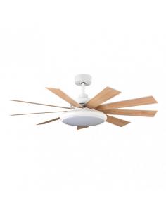 Fan Dc Piraeus 36w White 9 Blades White/beech 6 Speed 3Colors 3800lm 132d C/remote, Memory And Timer 2