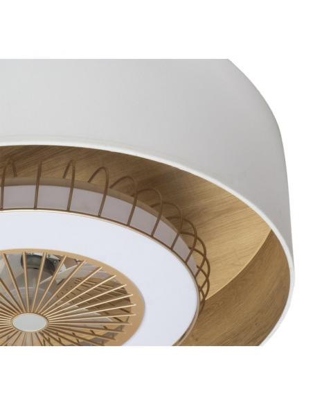 Detail Fan DC Tania 72w White/Light wood 5 Blades 6 Speeds 3col Remote, memory, reg. Intensity, timer 6120l