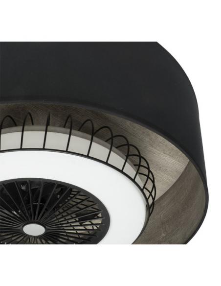 Detail Fan DC Tania 72w Black/wood Gray 5 Blades 6 Speeds 3col Remote, memory, reg. Intensity, timer 6120lm