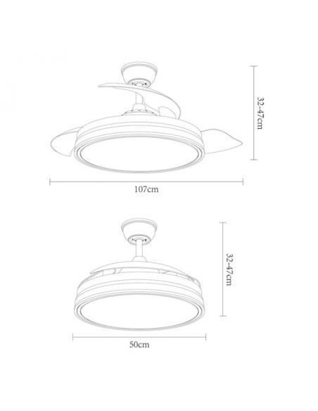 Photo Fan Bayomo 72w 7200lm White 3 Blades Desp. 32/47x55/108 D.3 Color.remote DC motor