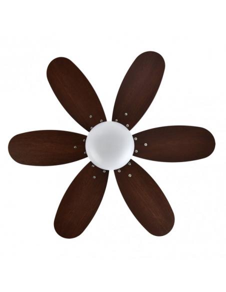 Photo Fan Dc Alves 2xe27 Leather 6 Blades Rev. Cherry/walnut 41x85d w/ Remote and timer