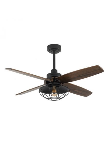 Photo Fan Dc Aquilo Black 1xe27 4Asp Oak 6Veloc with Remote and Timer 44.5/57x119.4x119.4 Cm